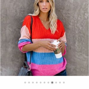 Yolo colorblock v neck sweater